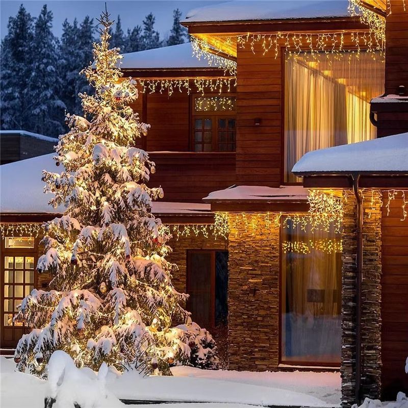 Casa si Gradina - Corpuri si surse de iluminat - Iluminat exterior - Instalatii luminoase exterior - Instalatie Luminoasa Solara, Lumina Alba Calda-Rece si Multicolora, 320 LED-uri, Telecomanda, 12m - Alb Cald - Infinity.ro