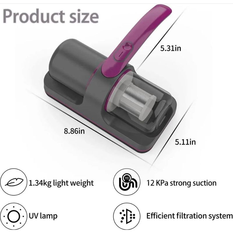 Electronice si Electrocasnice - Ingrijirea locuintei - Aspiratoare - Aspirator fara fir si fara sac, 100W, antiacarieni 2 in 1 tehnologie UV, filtru HEPA, mov - Infinity.ro