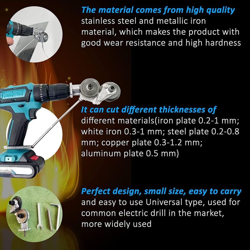 Casa si Gradina - Constructii - Scule electrice si accesorii - Masini de gaurit si insurubat - Set adaptor cu role pentru taiat tabla si materiale din fier pentru surubelnita electrica, argintiu - Infinity.ro