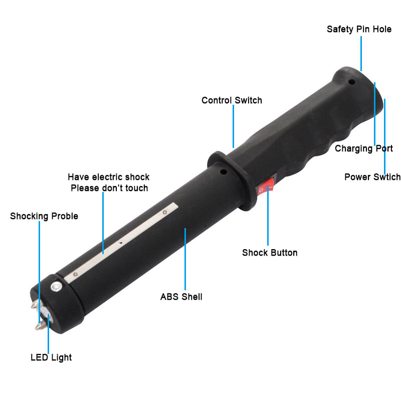 Sport si Outdoor - Sporturi de contact - Produse autoaparare - Baston cu Electrosoc MRG MWS809, cu Lanterna, Sirena, Pentru Autoaparare - Infinity.ro