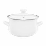 Casa si Gradina - Bucatarie si vesela - Vase pentru gatit - Oale si cratite - Oala email cu capac 14cm, 1.25L, crem, EMALIA OLKUSZ Pyza - Infinity.ro