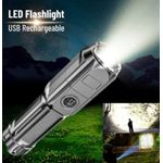 Casa si Gradina - Corpuri si surse de iluminat - Iluminat exterior - Lanterne - Lanterna puternica cu zoom, portabila, multifunctionala, reincarcabila cu USB, 3 moduri de iluminare, gri foarte inchis - Infinity.ro