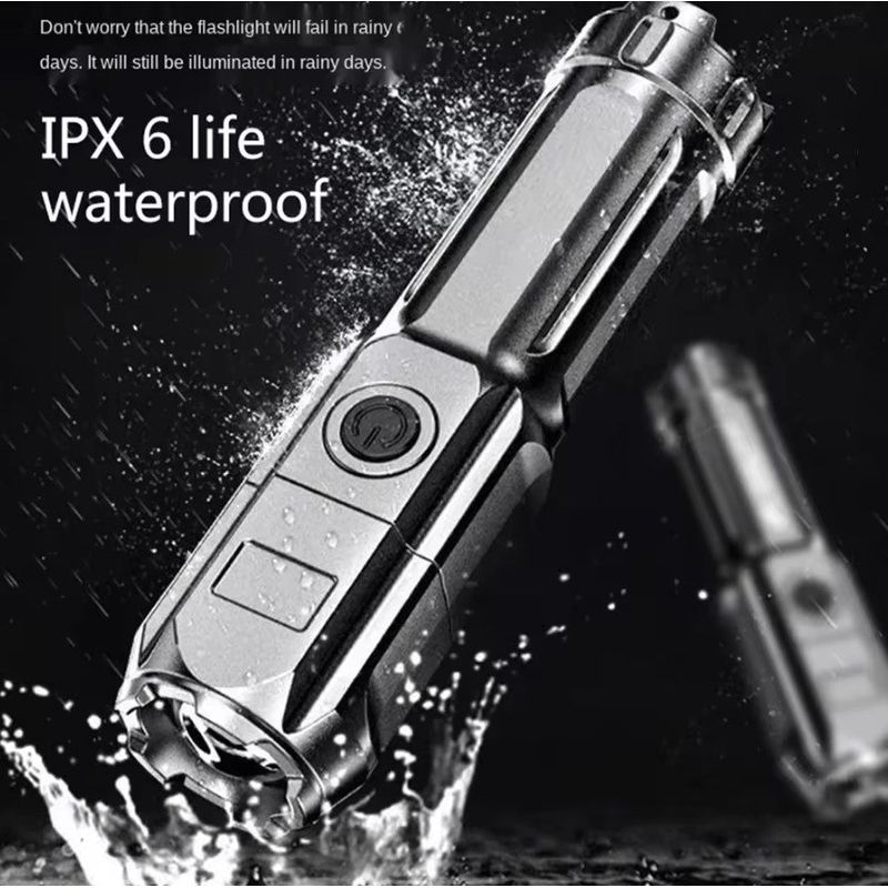 Casa si Gradina - Corpuri si surse de iluminat - Iluminat exterior - Lanterne - Lanterna puternica cu zoom, portabila, multifunctionala, reincarcabila cu USB, 3 moduri de iluminare, gri foarte inchis - Infinity.ro