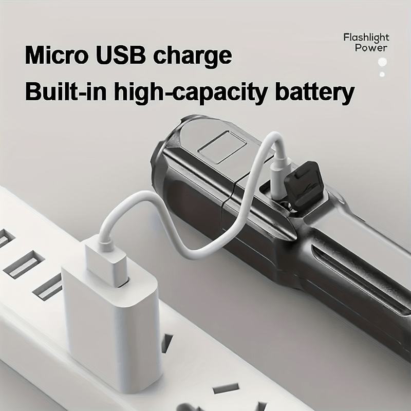 Casa si Gradina - Corpuri si surse de iluminat - Iluminat exterior - Lanterne - Lanterna puternica cu zoom, portabila, multifunctionala, reincarcabila cu USB, 3 moduri de iluminare, gri foarte inchis - Infinity.ro