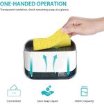 Casa si Gradina - Bucatarie si vesela - Organizare si depozitare bucatarie - Dispensere detergent - Dozator 2 in 1 pentru detergent lichid de vase, cu spatiu pentru burete, capacitate 350ml, alb cu gri - Infinity.ro