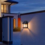 Casa si Gradina - Corpuri si surse de iluminat - Iluminat exterior - Lampi solare - Set 2 x Lampi Solare de Perete 2W, 600LM, rezistenta la apa IP65, pentru gradina sau casa, negru - Infinity.ro