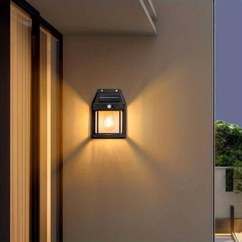 Casa si Gradina - Corpuri si surse de iluminat - Iluminat exterior - Lampi solare - Set 2 x Lampi Solare de Perete 2W, 600LM, rezistenta la apa IP65, pentru gradina sau casa, negru - Infinity.ro