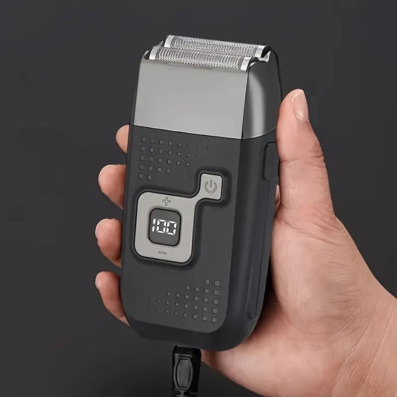 Ingrijire personala si Cosmetice - Aparate & accesorii ingrijire personala - Aparate de ras si tuns - Aparate de ras electrice - Aparat electric de ras si trimmer, fara fir, 5W si acumulator de 1200mAh - Negru - Infinity.ro