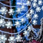 Casa si Gradina - Corpuri si surse de iluminat - Iluminat exterior - Instalatii luminoase exterior - Instalatie Solara cu 50 Fulgi de Nea, Cristal LED, Lumina Alba/Galbena/Multicolora, 7m Lungime - Galben - Infinity.ro