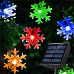 Casa si Gradina - Corpuri si surse de iluminat - Iluminat exterior - Instalatii luminoase exterior - Instalatie Solara cu 50 Fulgi de Nea, Cristal LED, Lumina Alba/Galbena/Multicolora, 7m Lungime - Galben - Infinity.ro