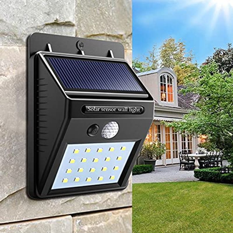 Casa si Gradina - Corpuri si surse de iluminat - Iluminat exterior - Lampi solare - Lampa Solara de Perete cu Senzor de Miscare si de Noapte, 20 LED-uri - Infinity.ro