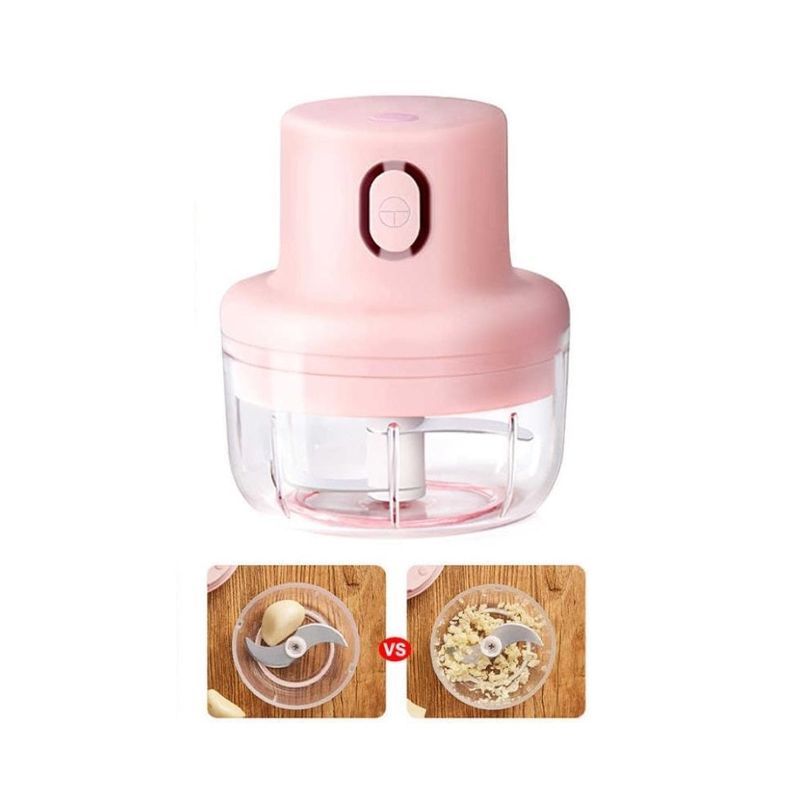 Electronice si Electrocasnice - Electrocasnice bucatarie - Mixere, tocatoare & roboti de bucatarie - Blendere si mini tocatoare - Mini tocator electric pentru alimente, 45W, 250 ml, cu incarcare USB, roz - Infinity.ro