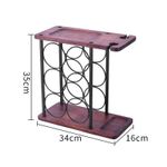 Casa si Gradina - Bucatarie si vesela - Accesorii bar - Suporturi bauturi - Suport pentru 6 sticle vin si 2 pahare, din otel si lemn, 34x16x35 cm, negru-maro - Infinity.ro