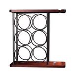 Casa si Gradina - Bucatarie si vesela - Accesorii bar - Suporturi bauturi - Suport pentru 6 sticle vin si 2 pahare, din otel si lemn, 34x16x35 cm, negru-maro - Infinity.ro