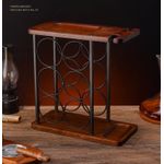 Casa si Gradina - Bucatarie si vesela - Accesorii bar - Suporturi bauturi - Suport pentru 6 sticle vin si 2 pahare, din otel si lemn, 34x16x35 cm, negru-maro - Infinity.ro