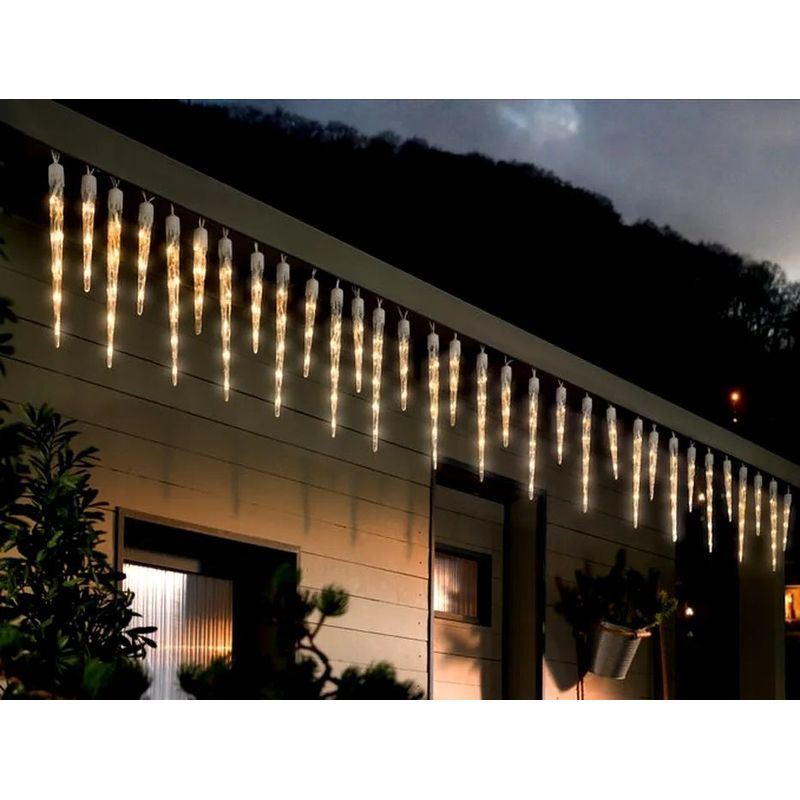 Casa si Gradina - Corpuri si surse de iluminat - Iluminat exterior - Instalatii luminoase exterior - Instalatie lumioasa LED, cu 8 Turturi, Alb Cald, Alb Rece, Albastru si Multicolor, 3m - Albastru - Infinity.ro