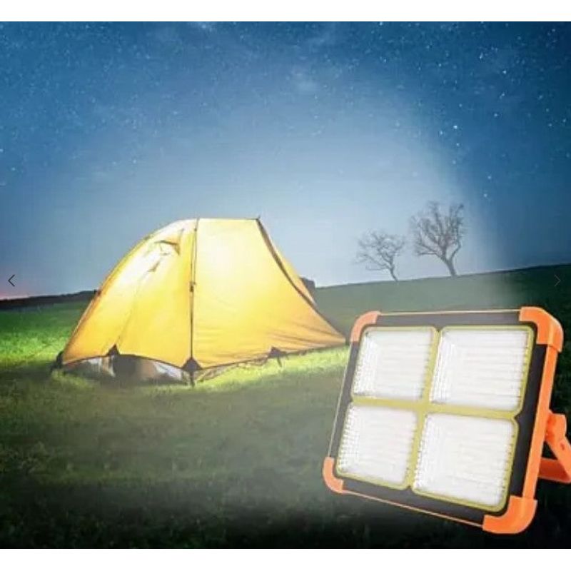 Casa si Gradina - Corpuri si surse de iluminat - Iluminat exterior - Lampi solare - Lampa solara portabila de lucru LED 200W cu USB IP65, reincarcabila, Portocalie - Infinity.ro