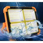 Casa si Gradina - Corpuri si surse de iluminat - Iluminat exterior - Lampi solare - Lampa solara portabila de lucru LED 200W cu USB IP65, reincarcabila, Portocalie - Infinity.ro
