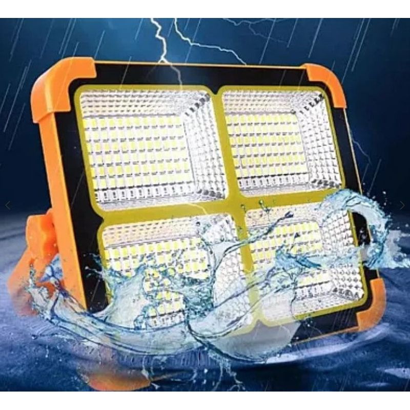 Casa si Gradina - Corpuri si surse de iluminat - Iluminat exterior - Lampi solare - Lampa solara portabila de lucru LED 200W cu USB IP65, reincarcabila, Portocalie - Infinity.ro
