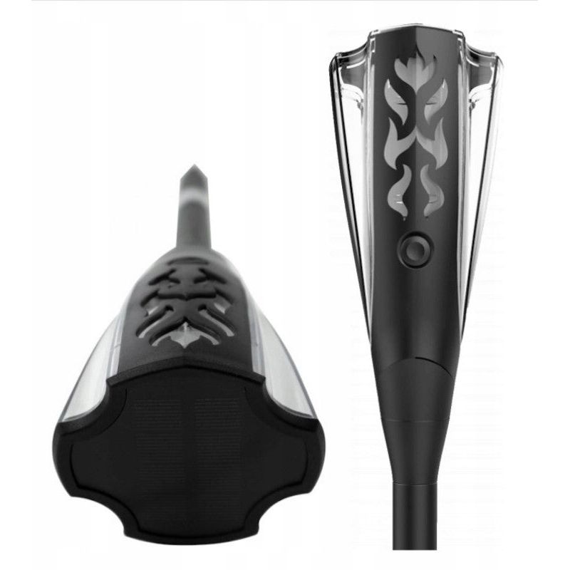 Casa si Gradina - Corpuri si surse de iluminat - Iluminat exterior - Lampi solare - Lampa Solara LED pentru Exterior, cu Flacara Palpaitoare, Autonomie 10 ore, ABS, IP65, 65cm/48cm, Negru - Infinity.ro