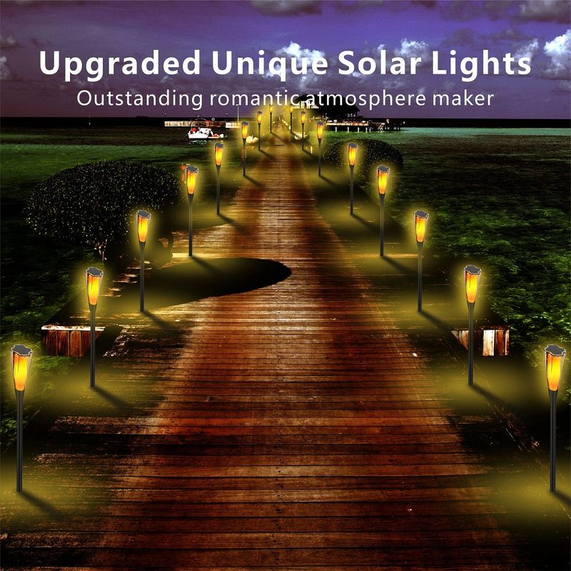 Casa si Gradina - Corpuri si surse de iluminat - Iluminat exterior - Lampi solare - Lampa Solara LED pentru Exterior, cu Flacara Palpaitoare, Autonomie 10 ore, ABS, IP65, 65cm/48cm, Negru - Infinity.ro