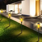 Casa si Gradina - Corpuri si surse de iluminat - Iluminat exterior - Lampi solare - Lampa Solara LED pentru Exterior, cu Flacara Palpaitoare, Autonomie 10 ore, ABS, IP65, 65cm/48cm, Negru - Infinity.ro