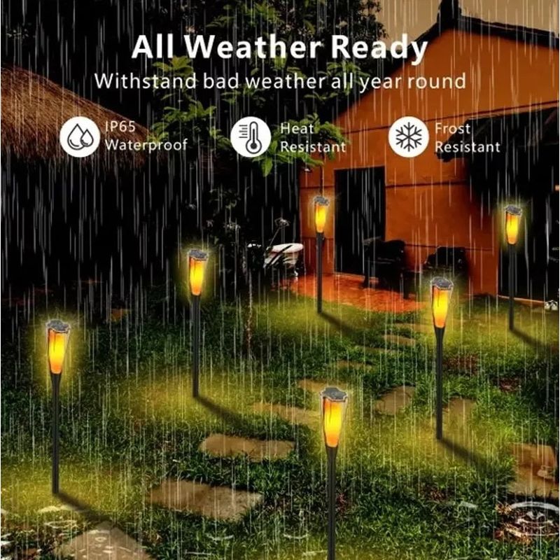 Casa si Gradina - Corpuri si surse de iluminat - Iluminat exterior - Lampi solare - Lampa Solara LED pentru Exterior, cu Flacara Palpaitoare, Autonomie 10 ore, ABS, IP65, 65cm/48cm, Negru - Infinity.ro