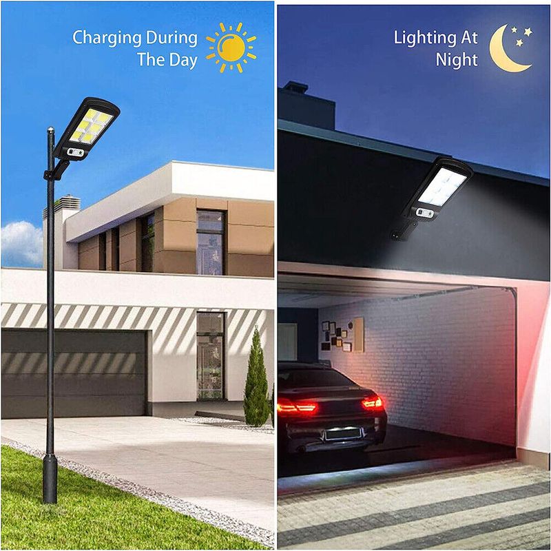Casa si Gradina - Corpuri si surse de iluminat - Iluminat exterior - Lampi solare - Set 5 x Lampi solare stradale LED, cu 6 cadrane, senzor miscare, IP65, negru - Infinity.ro