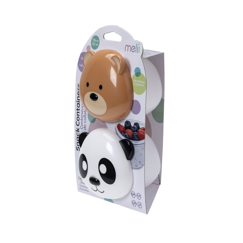 Jucarii, Copii si Bebe - Hrana si alaptare - Biberoane, suzete si accesorii hranire - Articole hranire bebelusi - Set 2 recipiente hrana bebe, melii, model panda&bear - Infinity.ro