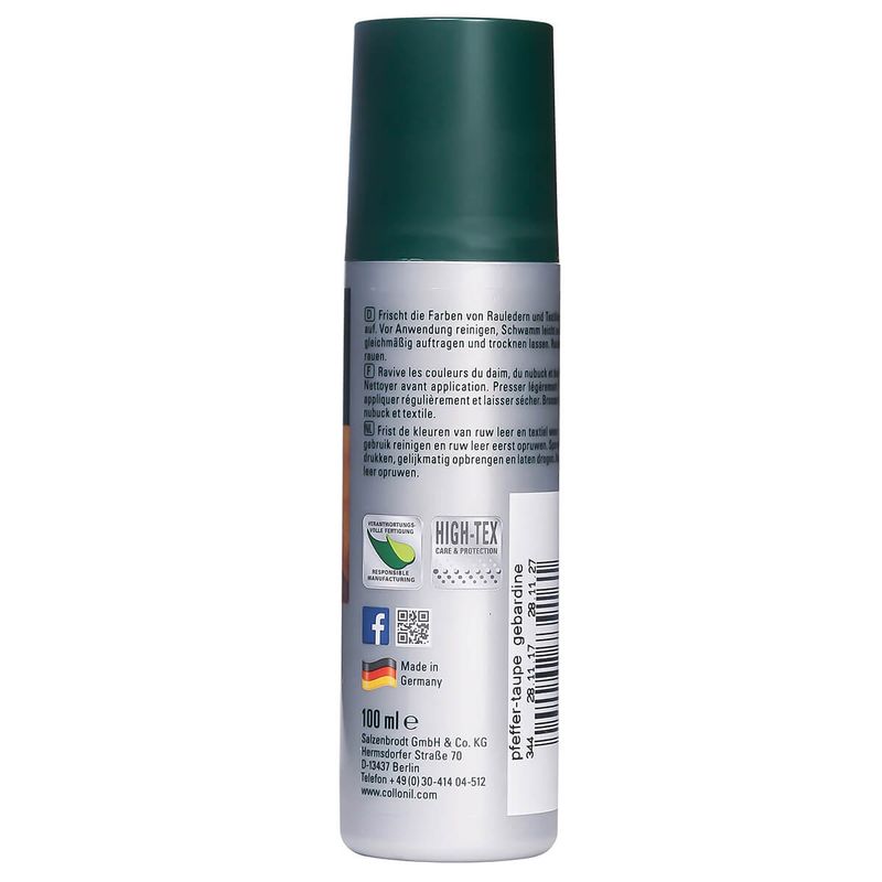 Market - Spalare si intretinere rufe - Produse intretinere Incaltaminte - Creme si Spray-uri intretinere - Solutie pentru piele intoarsa Collonil Nubuk + Textile, 100 ml, piper - Infinity.ro