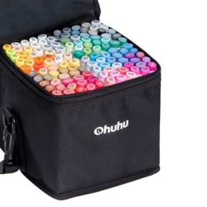 Ohuhu Honolulu B, set 120 markere, baza alcool, dublu, pensula si varf fin, multicolor