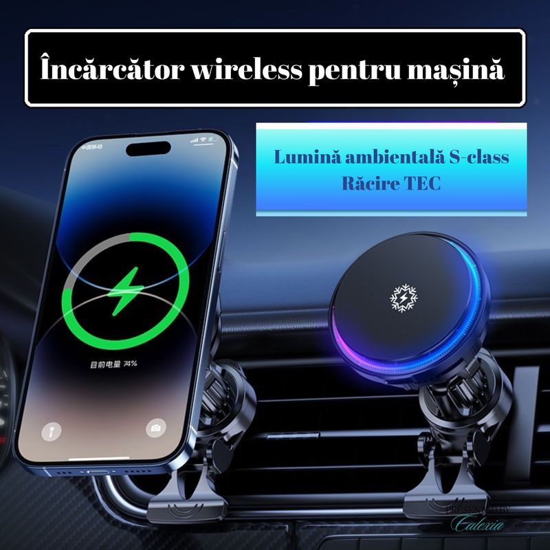 Laptop, Telefoane si Tablete - Telefoane mobile si accesorii - Accesorii Telefoane - Incarcatoare telefoane - Incarcator Auto 2 in 1 Wireless Magnetic pentru Telefon, MagSafe,Incarcare Rapida , Rotire 360°, Design Elegant - Infinity.ro