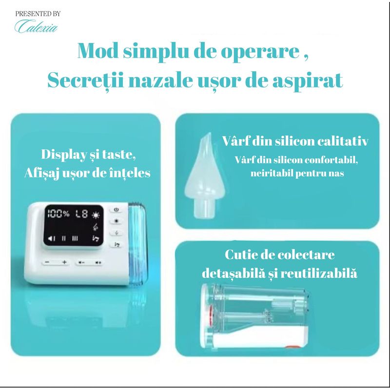 Jucarii, Copii si Bebe - Igiena si ingrijire - Accesorii ingrijire copii - Aspiratoare nazale si accesorii - Aspirator nazal electric digital, profesional, LED,  bebelusi si copii, 9 viteze, melodii linistitoare, 1800 mAh - Infinity.ro