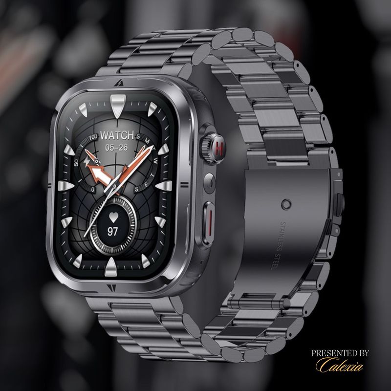 Laptop, Telefoane si Tablete - Wearables si gadgeturi - Wearables - Smartwatch-uri - Ceas smartwatch waterproof, 2 bratari, lanterna, asistent vocal AI, apel bluetooth, monitorizarea sanatatii, Negru - Infinity.ro