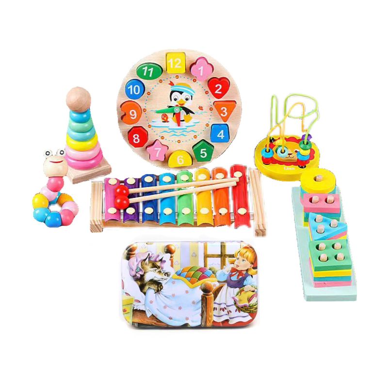 Jucarii, Copii si Bebe - Jucarii si jocuri - Jucarii & jocuri educative - Jucarii interactive - Set cu 7 jucarii montessori din lemn, educatie, distractie, creativitate, imaginatie, lemn natural cu culori non-toxice - Infinity.ro