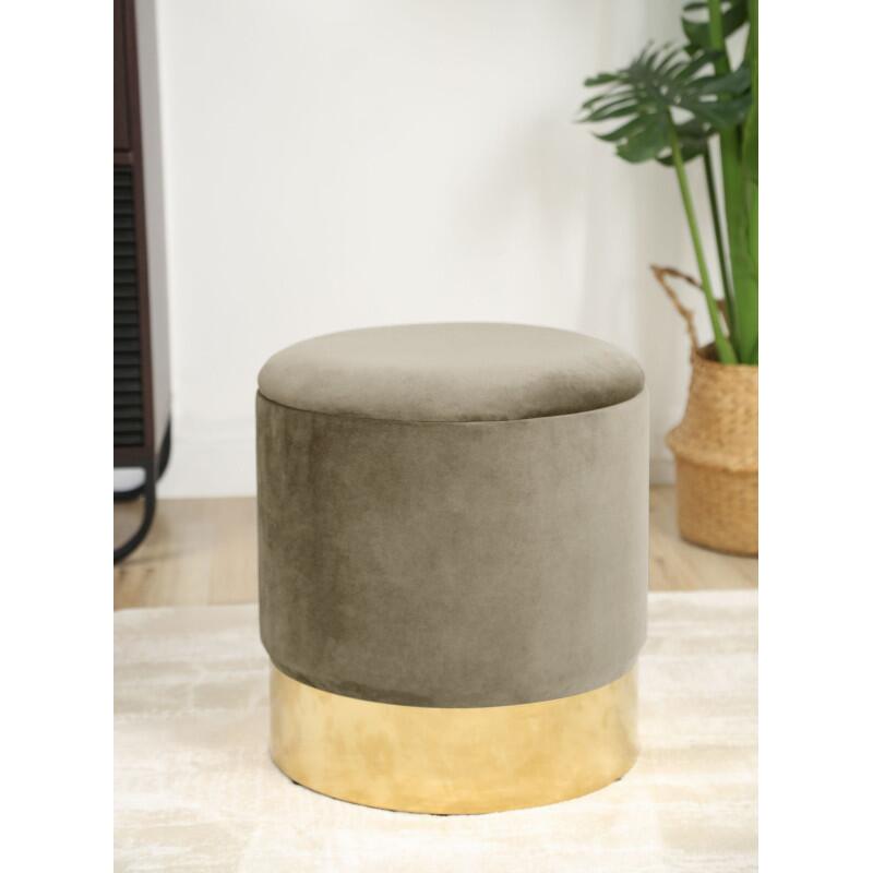 Casa si Gradina - Mobilier - Scaune si fotolii - Tabureti - Taburet, rotund, cu spatiu depozitare, catifea, bej, max 80 kg, 39x40 cm, Golden, Akord - Infinity.ro