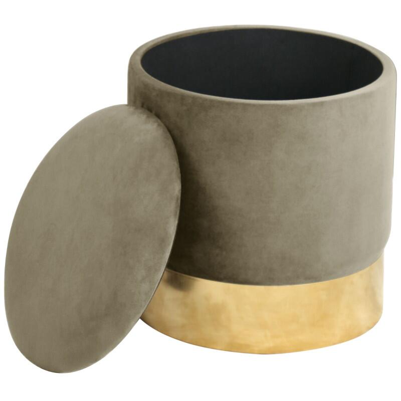 Casa si Gradina - Mobilier - Scaune si fotolii - Tabureti - Taburet, rotund, cu spatiu depozitare, catifea, bej, max 80 kg, 39x40 cm, Golden, Akord - Infinity.ro