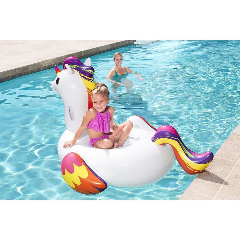 Jucarii, Copii si Bebe - Jucarii si jocuri - Jucarii de exterior - Saltele si mingi pentru plaja - Saltea de apa gonflabila pentru copii, model unicorn, 150x117 cm, Bestway Maxi Fantasy - Infinity.ro