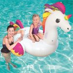 Jucarii, Copii si Bebe - Jucarii si jocuri - Jucarii de exterior - Saltele si mingi pentru plaja - Saltea de apa gonflabila pentru copii, model unicorn, 150x117 cm, Bestway Maxi Fantasy - Infinity.ro