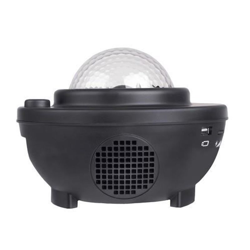 Casa si Gradina - Corpuri si surse de iluminat - Veioze si lampi - Lampi de veghe copii - Lampa de noptiera cu proiector, muzicala, LED, telecomanda, bluetooth, incarcare USB, negru, 17x13 cm, Isotrade - Infinity.ro