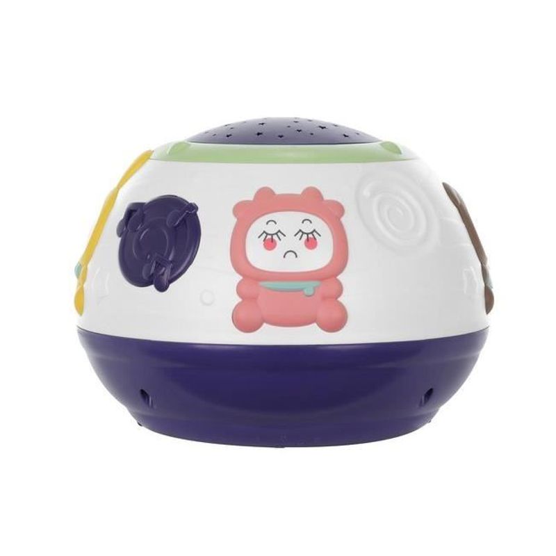 Casa si Gradina - Corpuri si surse de iluminat - Veioze si lampi - Lampi de veghe copii - Lampa de noptiera cu proiector, pentru copii, muzicala, 4 moduri, 3xAA, mov si alb, 18x14 cm - Infinity.ro