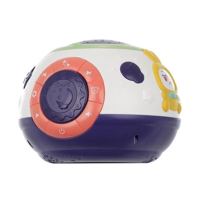 Casa si Gradina - Corpuri si surse de iluminat - Veioze si lampi - Lampi de veghe copii - Lampa de noptiera cu proiector, pentru copii, muzicala, 4 moduri, 3xAA, mov si alb, 18x14 cm - Infinity.ro