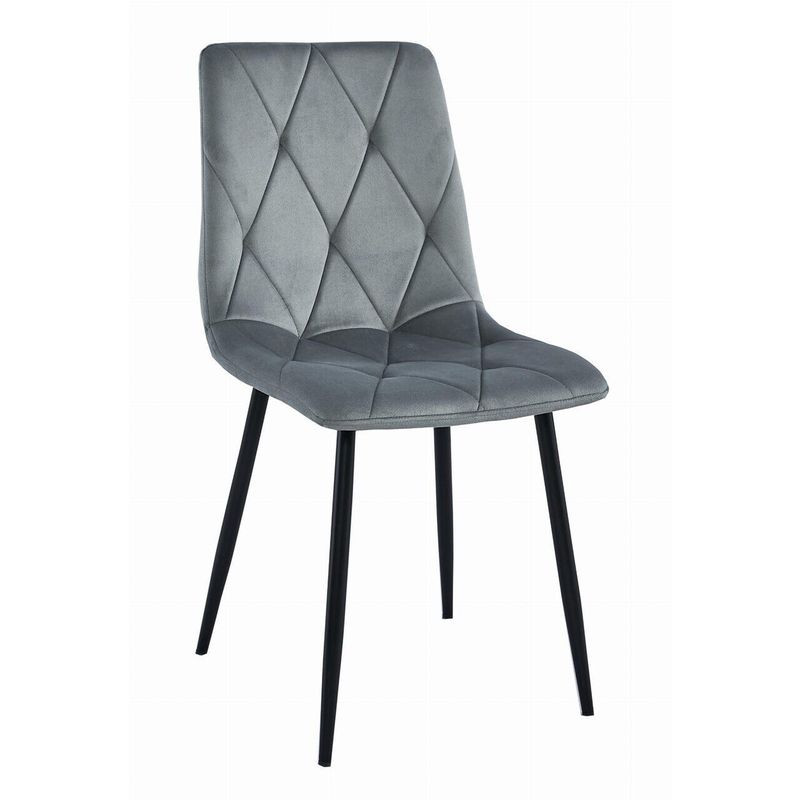 Casa si Gradina - Mobilier - Scaune si fotolii - Scaune - Set 4 scaune bucatarie/living,  Mercaton, Libra, catifea, metal, gri si negru, 44x40x88.5 cm - Infinity.ro