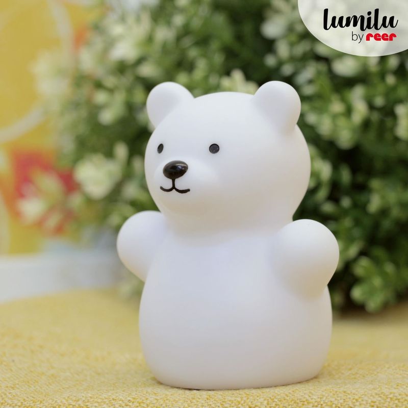 Casa si Gradina - Corpuri si surse de iluminat - Veioze si lampi - Lampi de veghe copii - Lampa de veghe cu LED, forma ursulet, alba, Lumilu Mini Zoo Bear, Reer 52330 - Infinity.ro