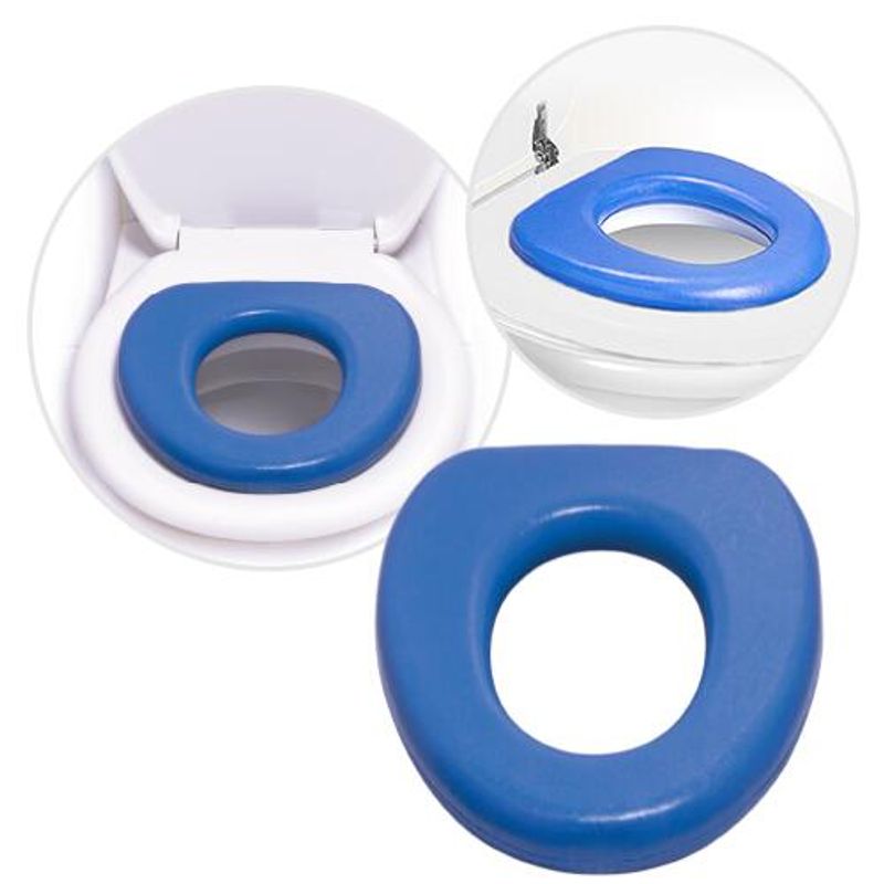 Jucarii, Copii si Bebe - Igiena si ingrijire - Baia bebelusului - Olite si reductoare WC - Reductor scaun toaleta pentru copii, buretat, ergonomic, portabil, 28 x 29 cm, albastru, Reer 4811.1 - Infinity.ro