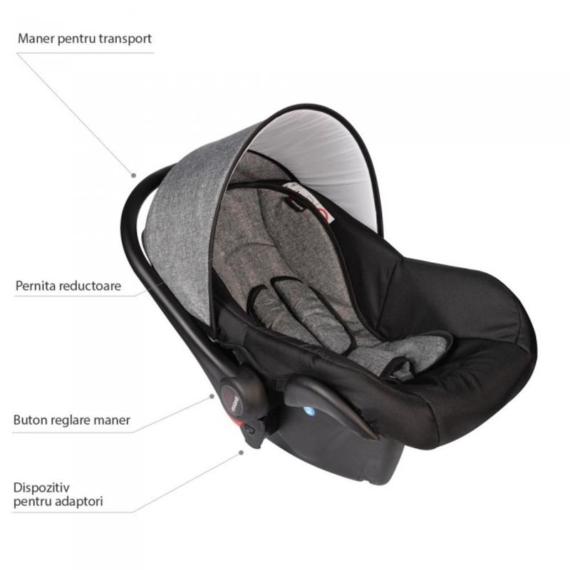 Jucarii, Copii si Bebe - Carucioare si articole de transport - Scaune auto copii - Scaun auto 0-10 kg VESSANTI Crooner Prestige - Gray - Infinity.ro