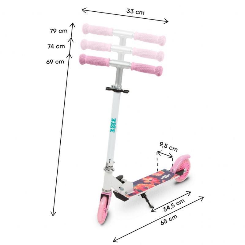 Sport si Outdoor - Role, trotinete si skateboard - Trotinete copii - Trotineta pliabila 120mm WXM SKIPO - Floral - Infinity.ro