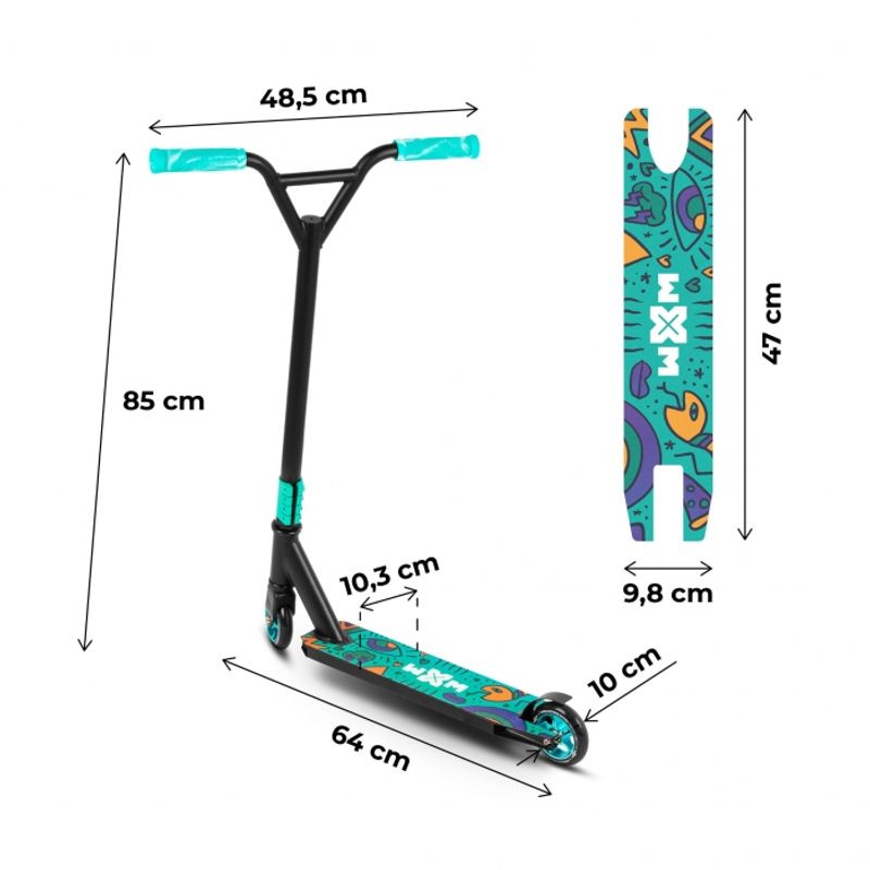 Sport si Outdoor - Role, trotinete si skateboard - Trotinete copii - Trotineta pentru cascadorii WXM WRS-CY1 - Turquoise - Infinity.ro