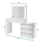 Casa si Gradina - Mobilier - Comode si corpuri - Masute de toaleta - Masa de toaleta/machiaj + Taburet, alba, cu oglinda si LED-uri, 115x43x145 cm - Infinity.ro