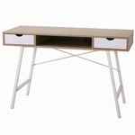 Casa si Gradina - Mobilier - Mese si birouri - Birouri - Birou calculator, Jumi, placa MDF, otel, 2 sertare, alb si natur, 120x48x76 cm - Infinity.ro